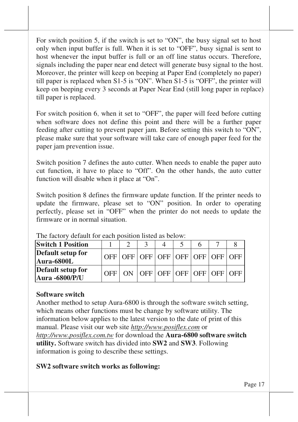 POSIFLEX Business Machines AURA 6800 User Manual | Page 17 / 20