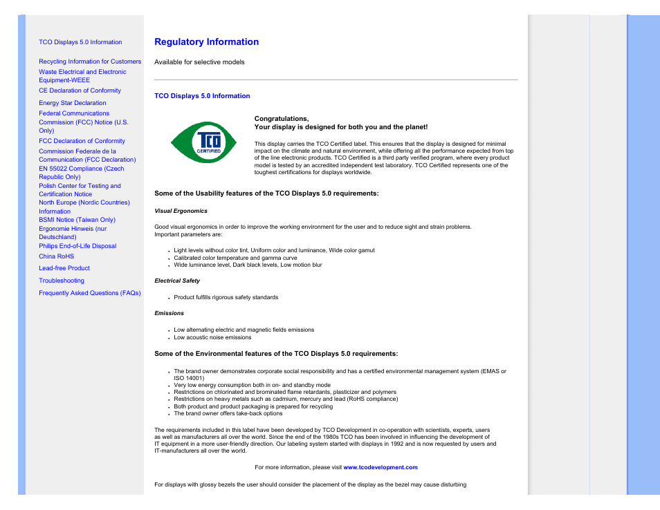 Regulatory information | Philips 202EI User Manual | Page 12 / 73