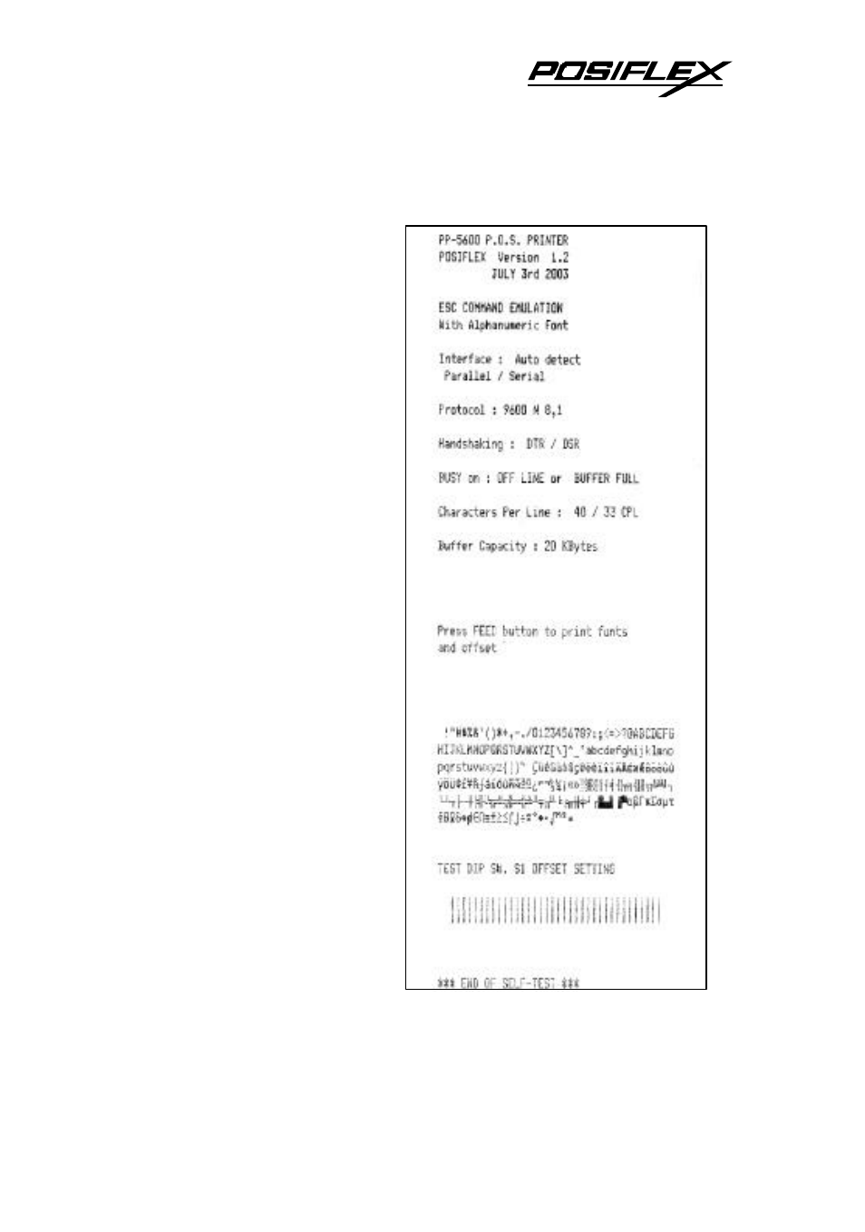 Self test | POSIFLEX Business Machines PP5600 SERIES User Manual | Page 17 / 26