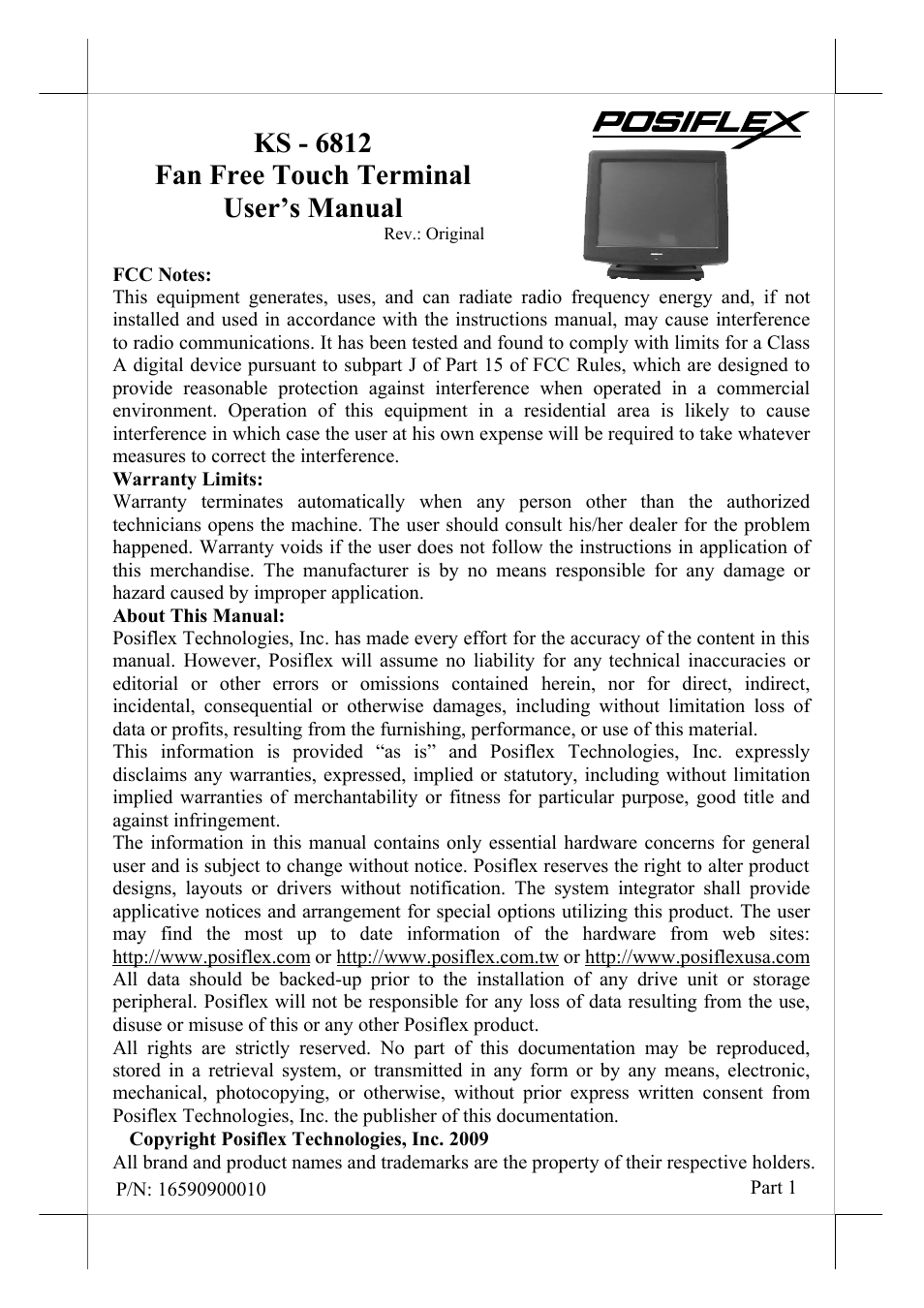 POSIFLEX Business Machines KS-6812 User Manual | 20 pages