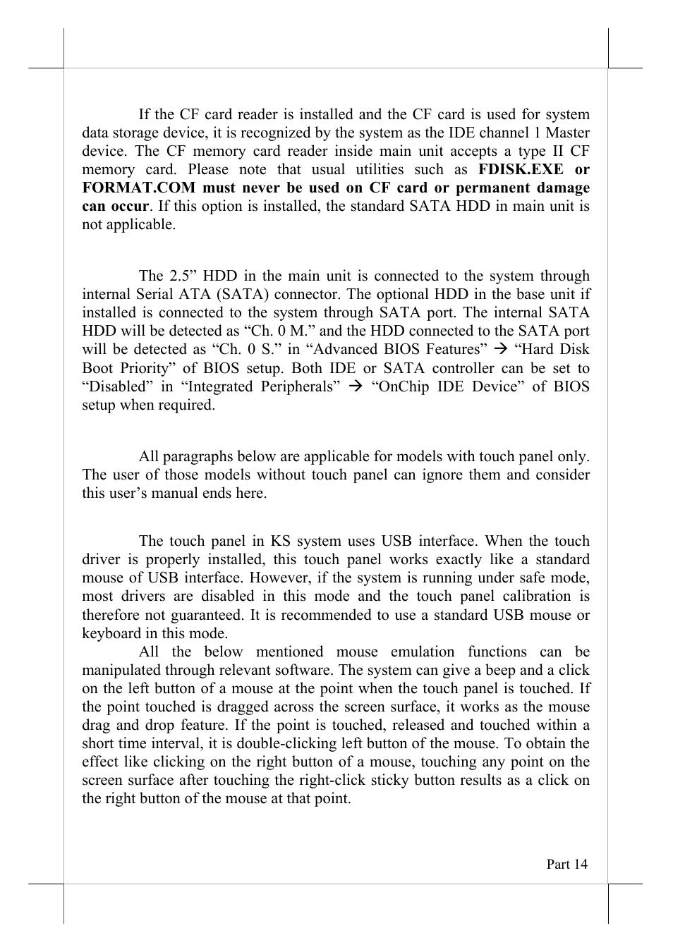 Hdd & sata port, Touch panel | POSIFLEX Business Machines KS-6812 User Manual | Page 14 / 20