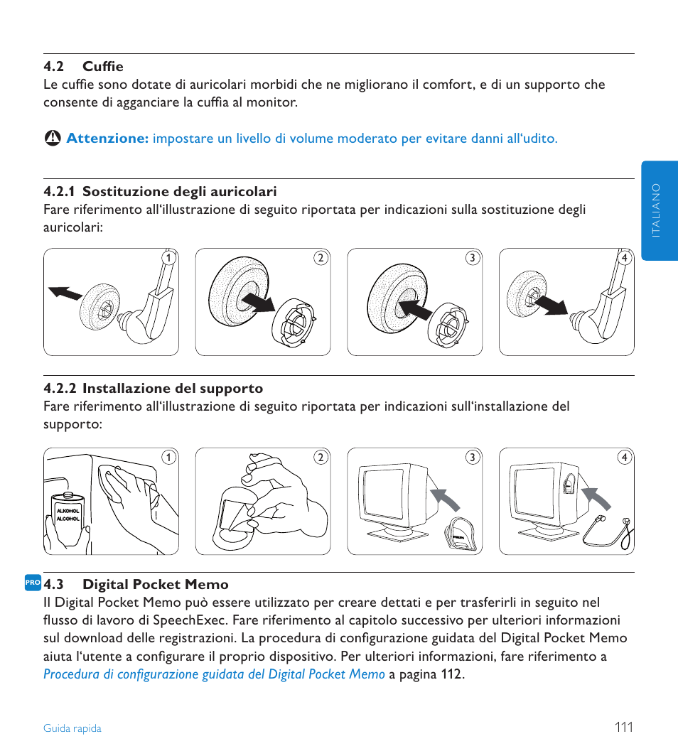 2 cuffie, 3 digital pocket memo | POSIFLEX Business Machines SPEECHEXEC 4.3 User Manual | Page 111 / 184