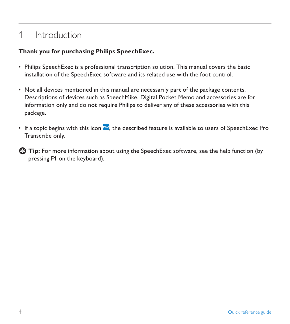 1 introduction, Introduction | POSIFLEX Business Machines SPEECHEXEC 4.3 User Manual | Page 4 / 184
