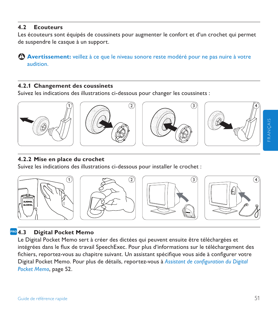 2 ecouteurs, 3 digital pocket memo | POSIFLEX Business Machines SPEECHEXEC 4.3 User Manual | Page 51 / 184