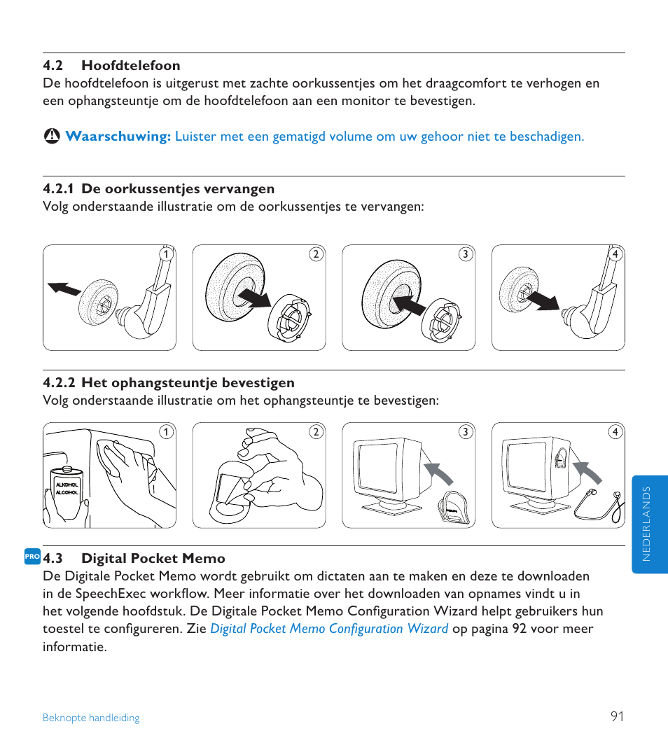 2 hoofdtelefoon, 3 digital pocket memo | POSIFLEX Business Machines SPEECHEXEC 4.3 User Manual | Page 91 / 184