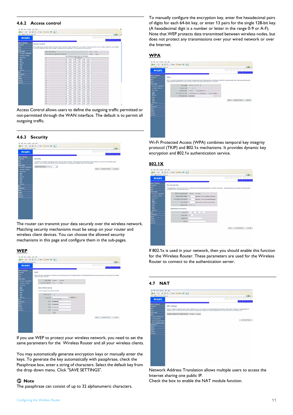 2 access control, 3 security, 7 nat | Access control, Security | POSIFLEX Business Machines SNB5600 User Manual | Page 13 / 22