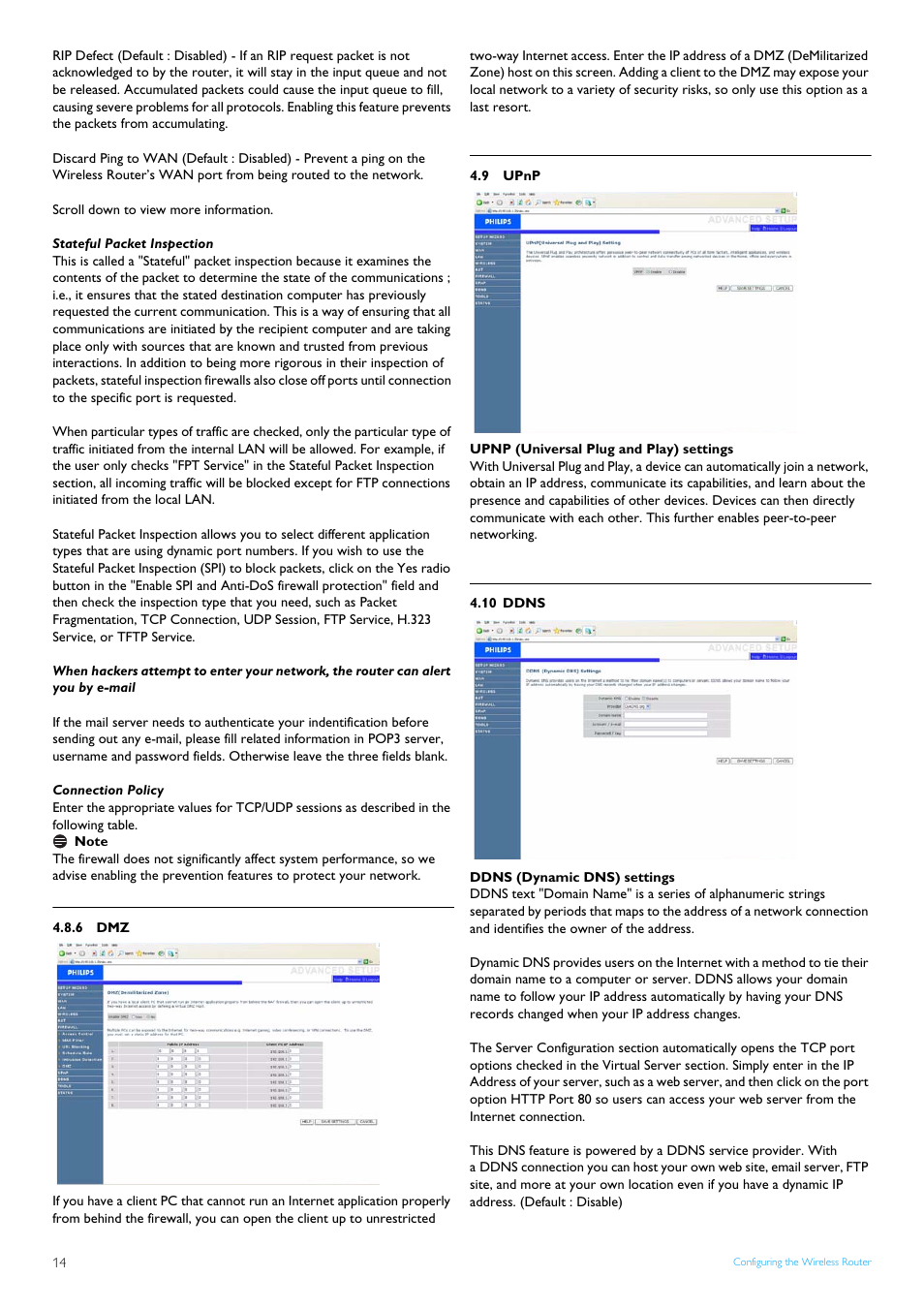 Stateful packet inspection, Connection policy, 6 dmz | 9 upnp, 10 ddns, Upnp, Ddns | POSIFLEX Business Machines SNB5600 User Manual | Page 16 / 22