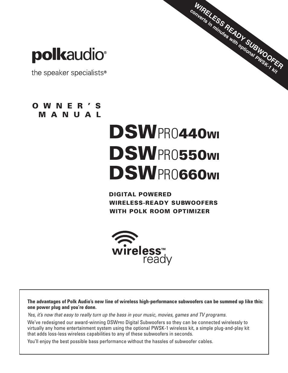 Polk Audio DSW PRO 440wi User Manual | 60 pages
