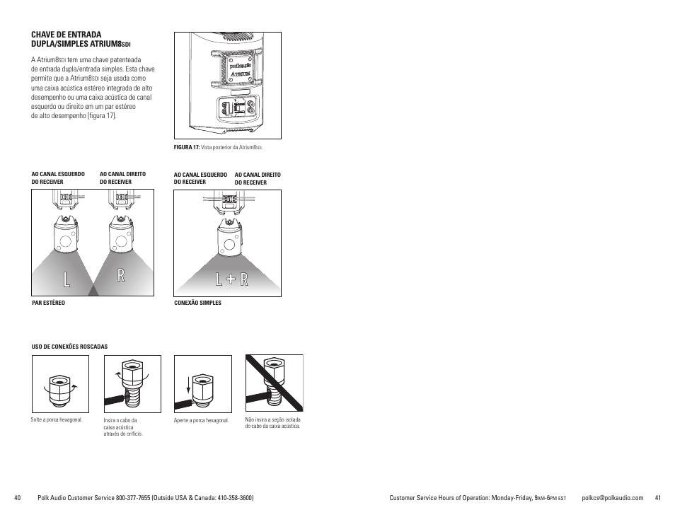 Chave de entrada dupla/simples atrium8 | Polk Audio Atrium 8SDI User Manual | Page 21 / 27