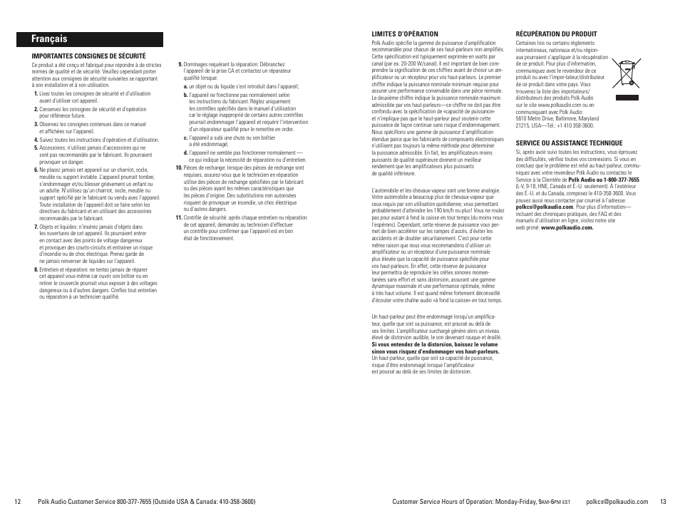 Français | Polk Audio Atrium 8SDI User Manual | Page 7 / 27