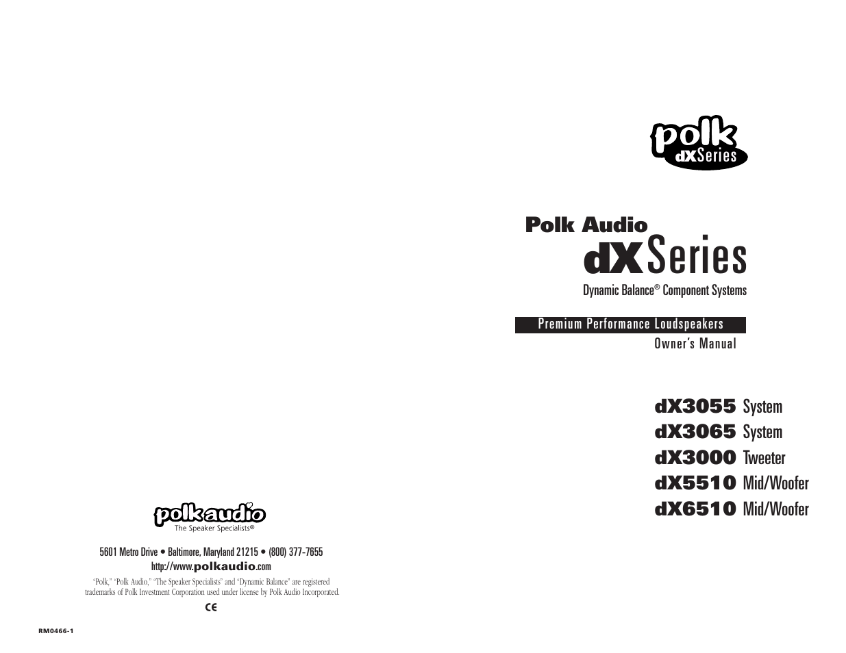 Polk Audio DX3055 User Manual | 10 pages