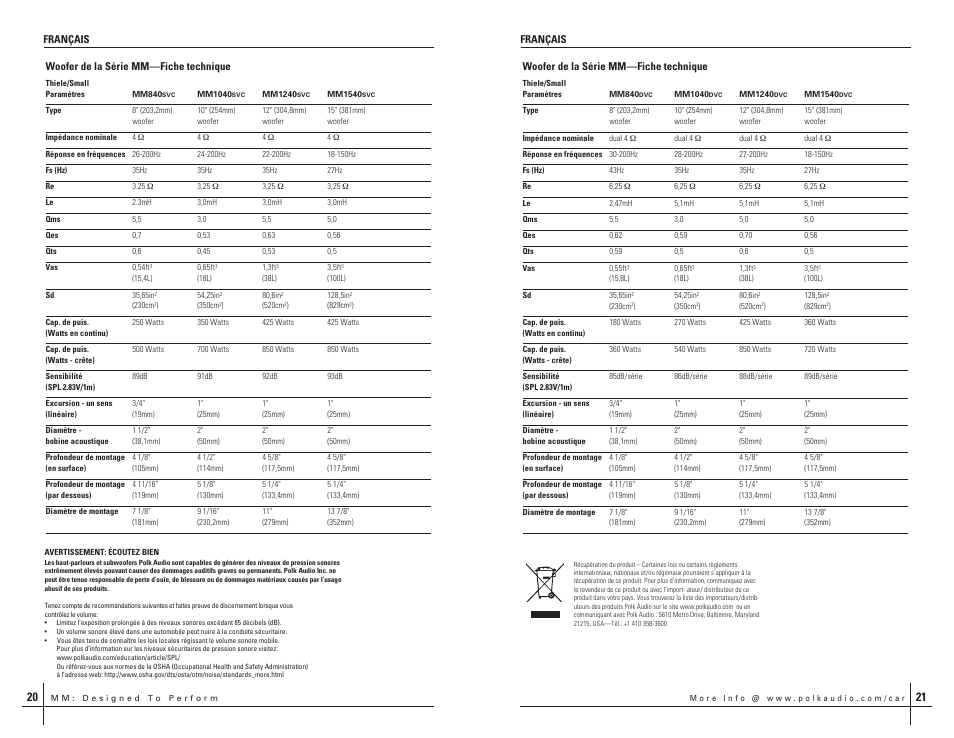 Polk Audio MM1040DVC User Manual | Page 11 / 16