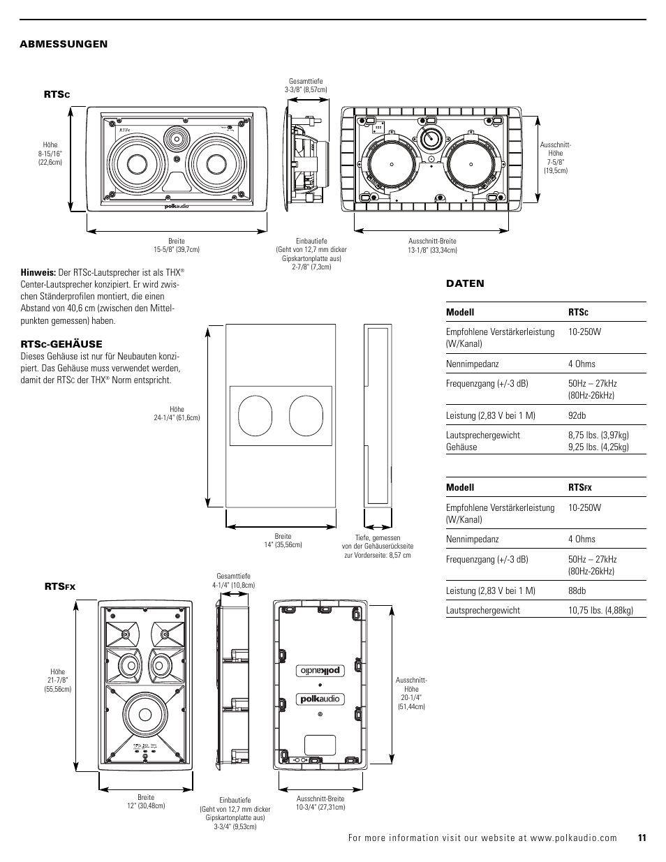 Polk Audio RTSC User Manual | Page 11 / 28