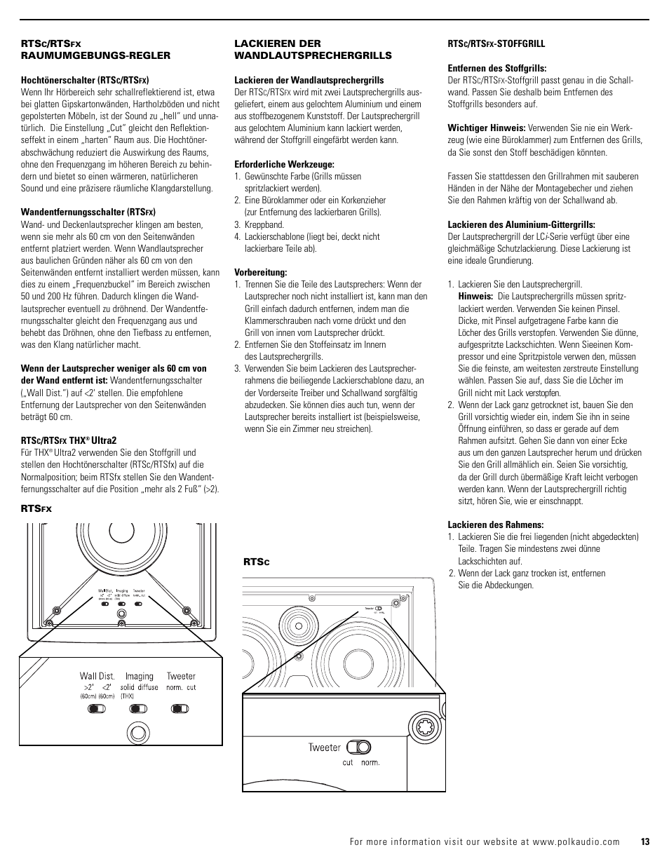 Polk Audio RTSC User Manual | Page 13 / 28