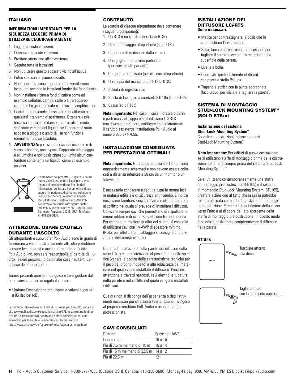 Polk Audio RTSC User Manual | Page 14 / 28