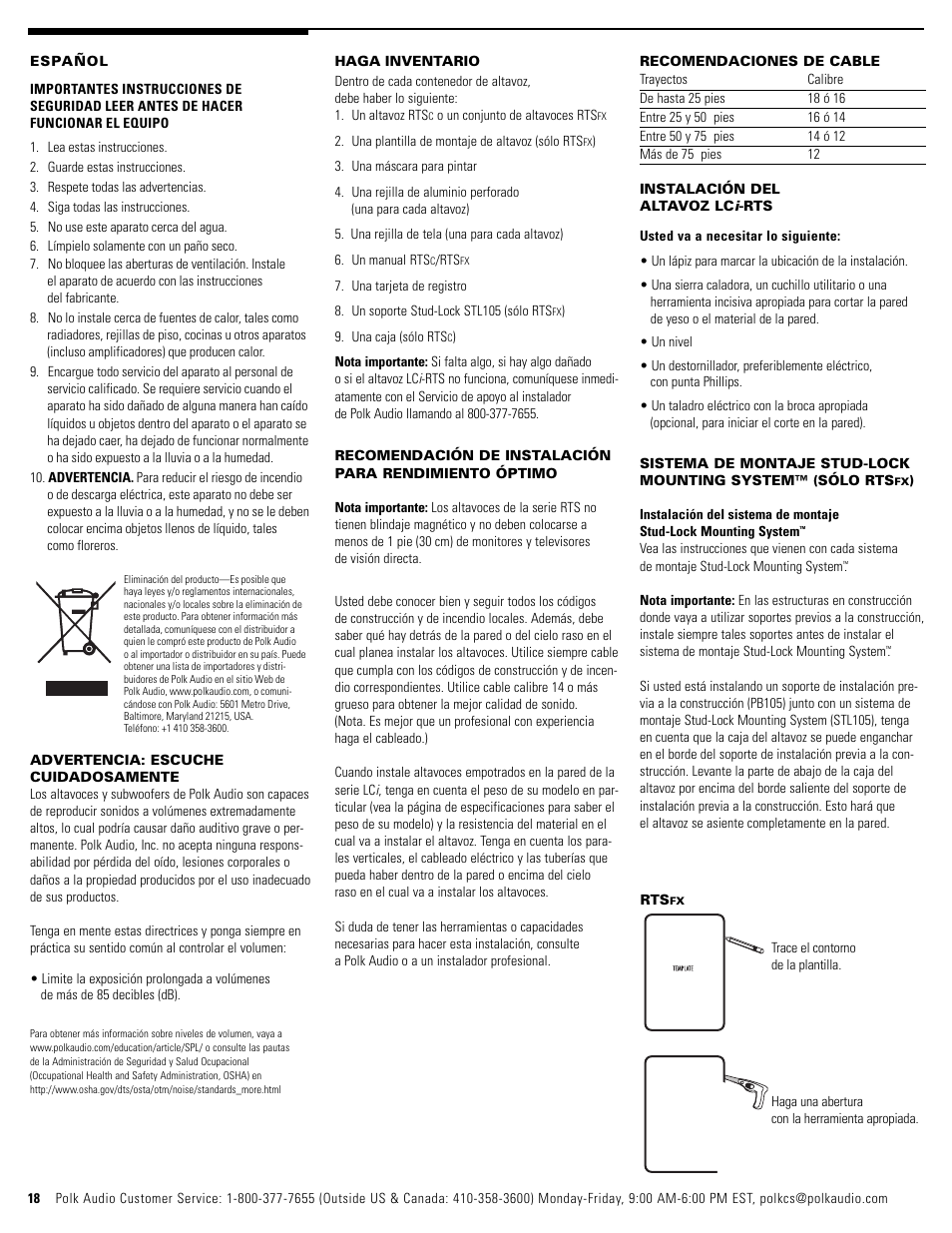 Polk Audio RTSC User Manual | Page 18 / 28