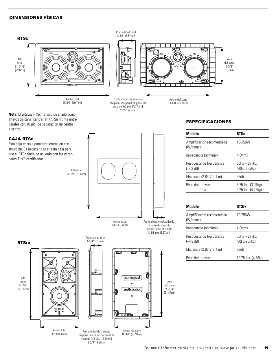 Polk Audio RTSC User Manual | Page 19 / 28