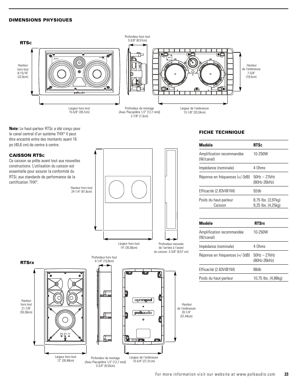 Polk Audio RTSC User Manual | Page 23 / 28