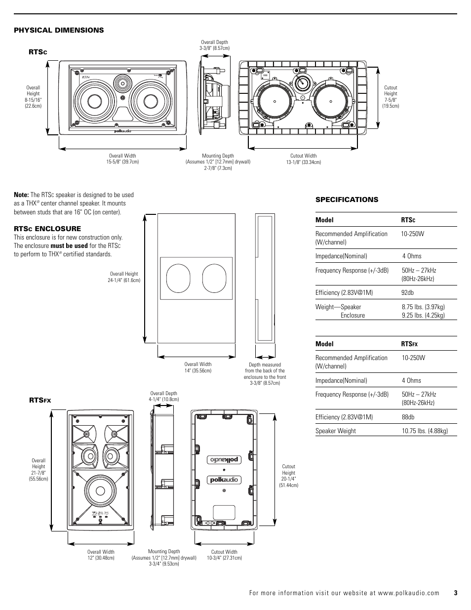 Polk Audio RTSC User Manual | Page 3 / 28