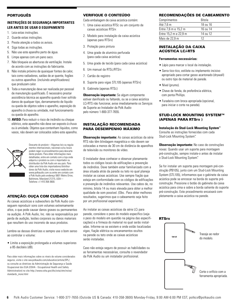 Polk Audio RTSC User Manual | Page 6 / 28