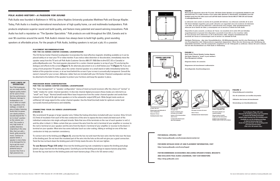 Polk audio history— a passion for sound | Polk Audio Center Channel Loudspeaker CSi-25 User Manual | Page 2 / 2