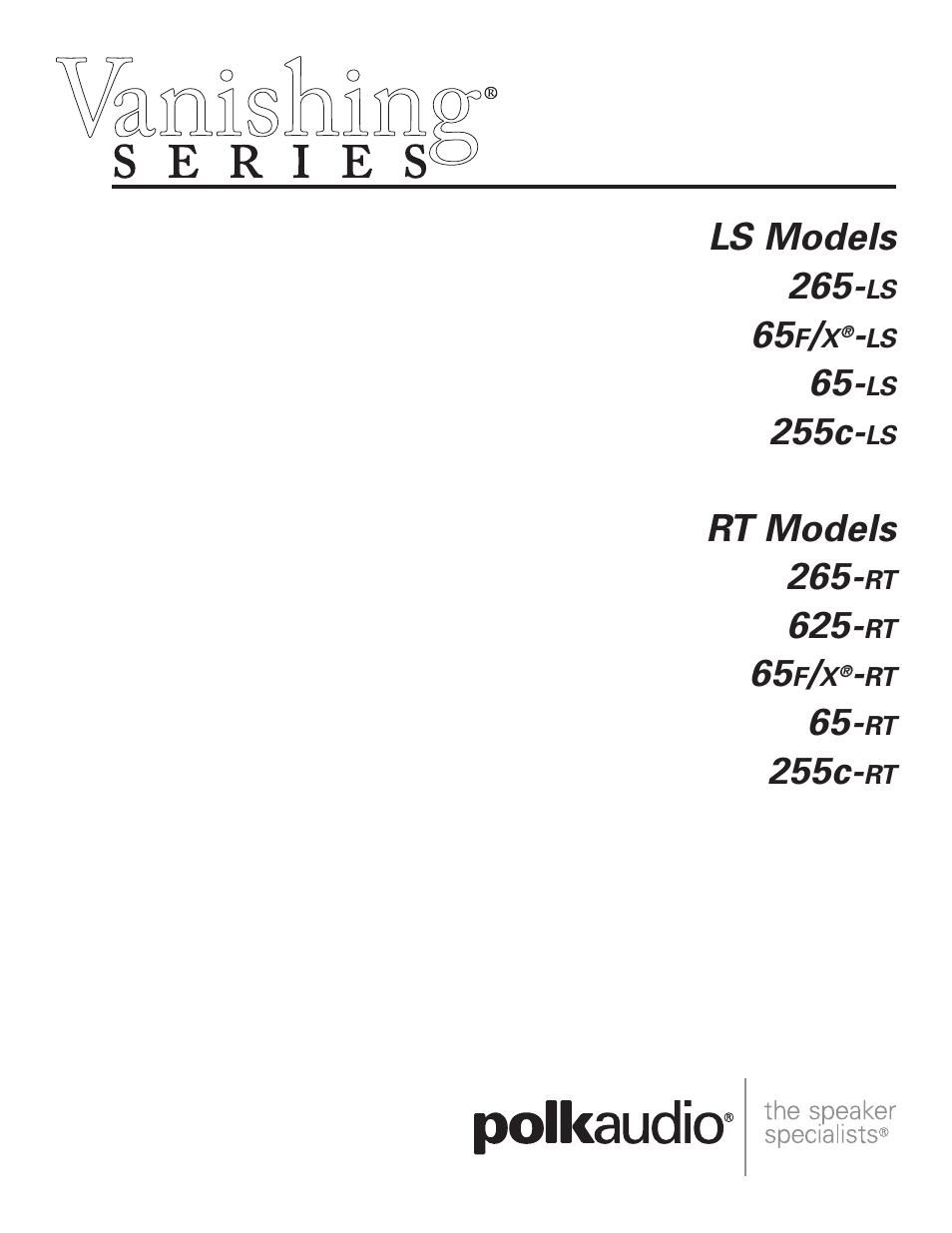 Polk Audio VANISHING 265-LS User Manual | 16 pages