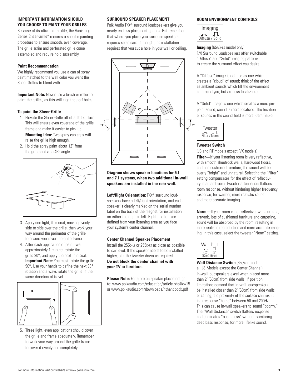 Imaging | Polk Audio VANISHING 265-LS User Manual | Page 3 / 16