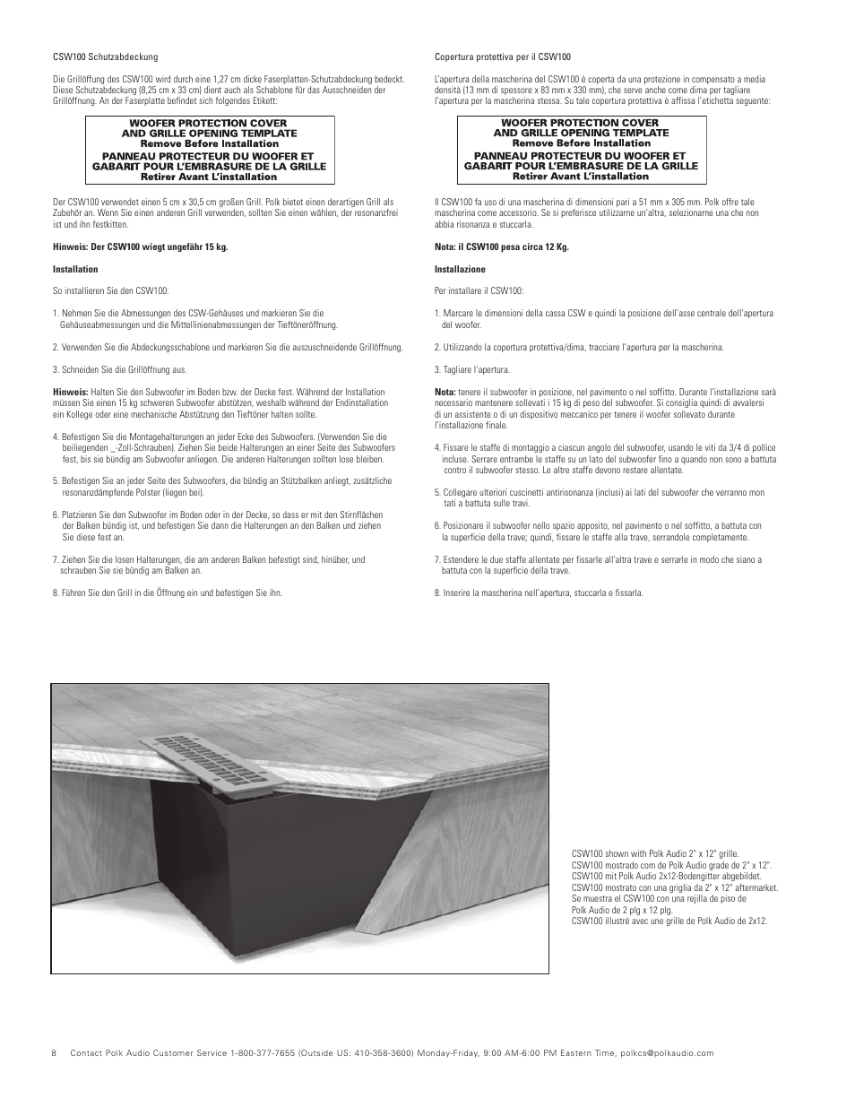 Polk Audio CSW200 User Manual | Page 8 / 16