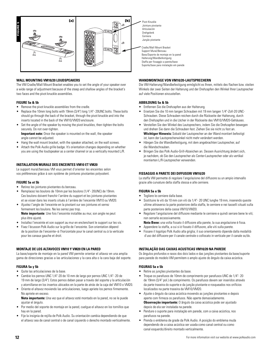 Polk Audio VM20 User Manual | Page 12 / 16