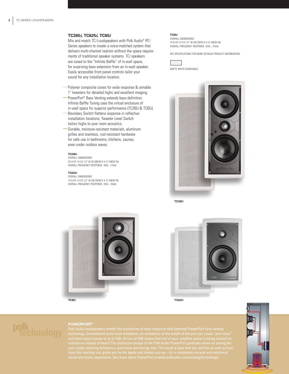 Polk technology | Polk Audio TC265I User Manual | Page 2 / 4