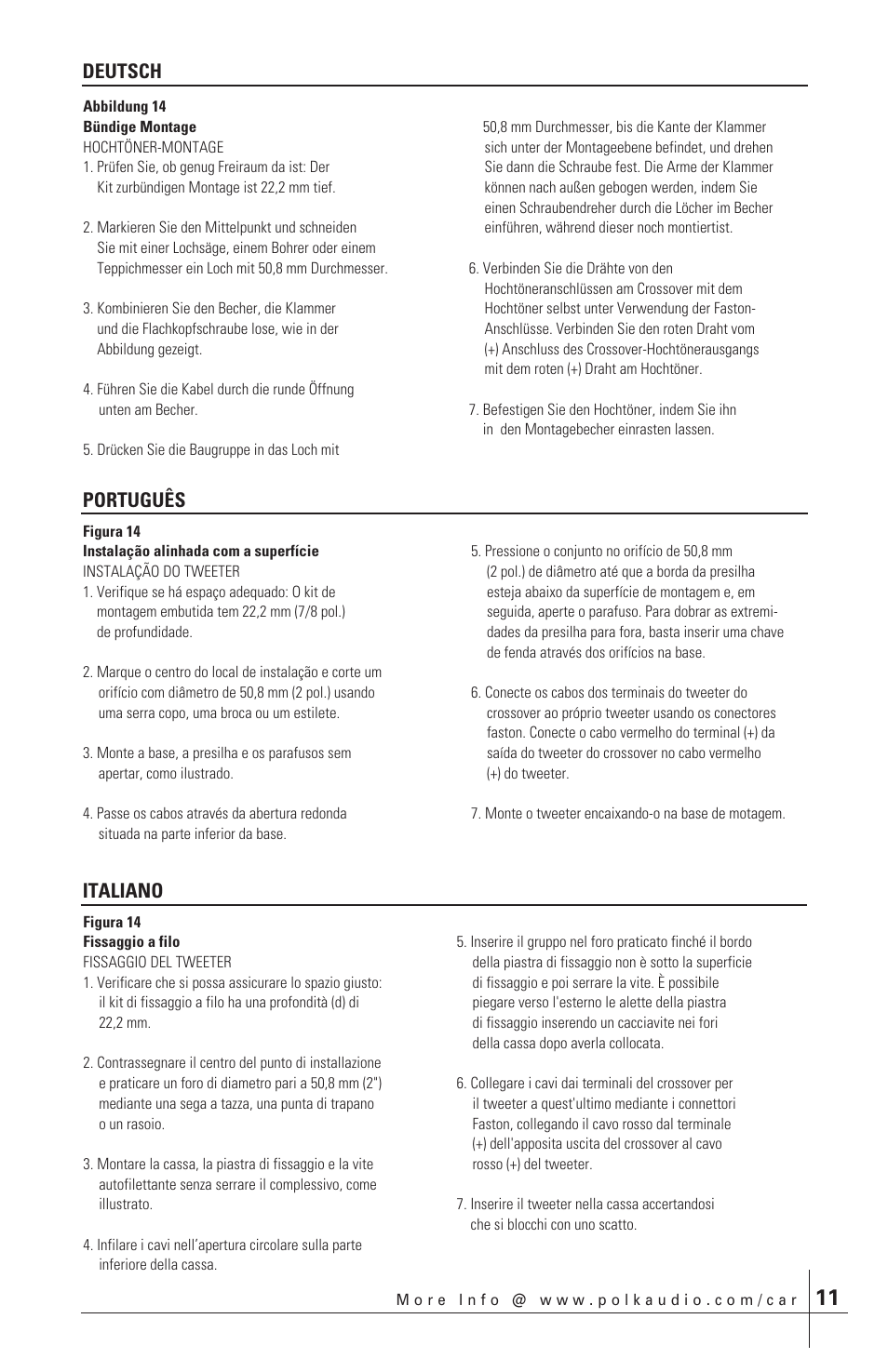 Deutsch, Português italiano | Polk Audio db651 User Manual | Page 11 / 28