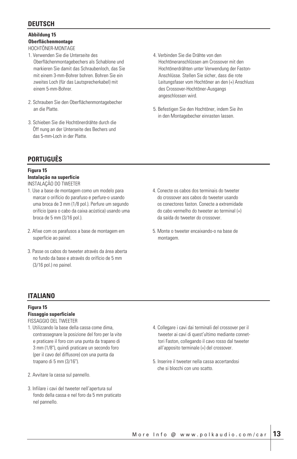 Deutsch português italiano | Polk Audio db651 User Manual | Page 13 / 28