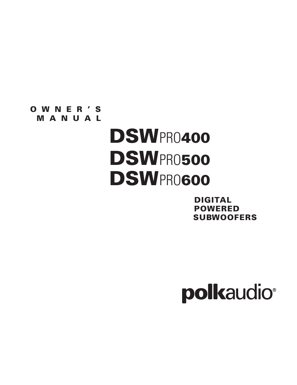 Polk Audio DSW PRO 400 User Manual | 52 pages