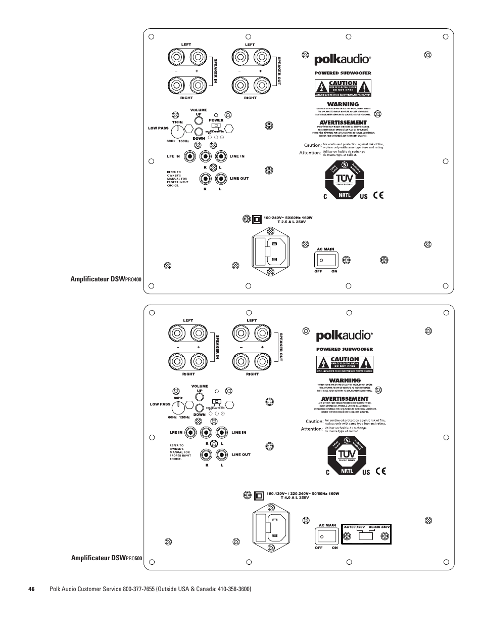 Polk Audio DSW PRO 400 User Manual | Page 46 / 52