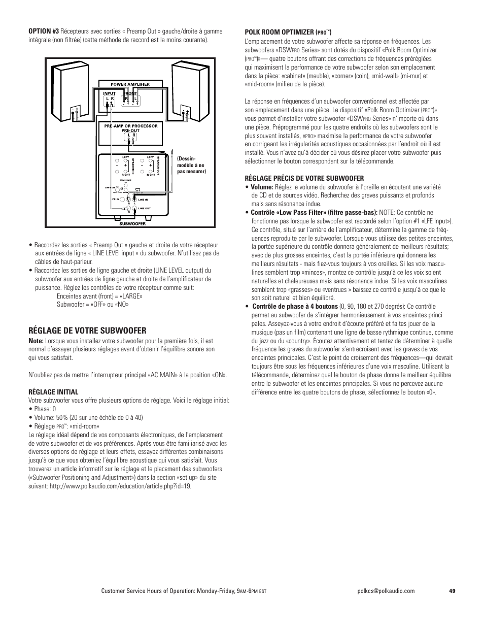 Réglage de votre subwoofer | Polk Audio DSW PRO 400 User Manual | Page 49 / 52