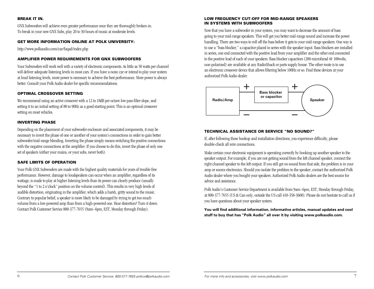 Break in | Polk Audio GNX104-4 User Manual | Page 6 / 15