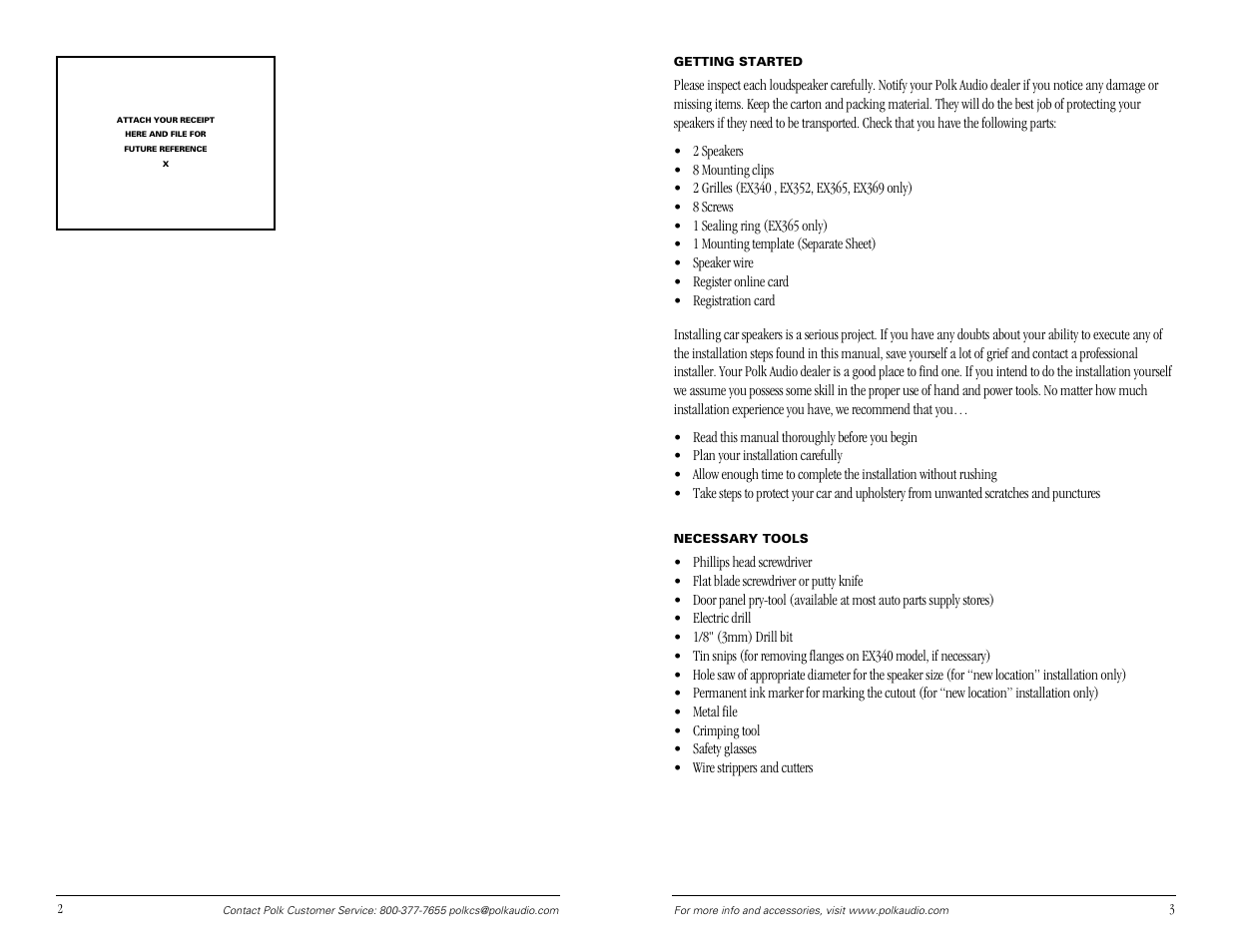 Polk Audio EX3 User Manual | Page 2 / 6