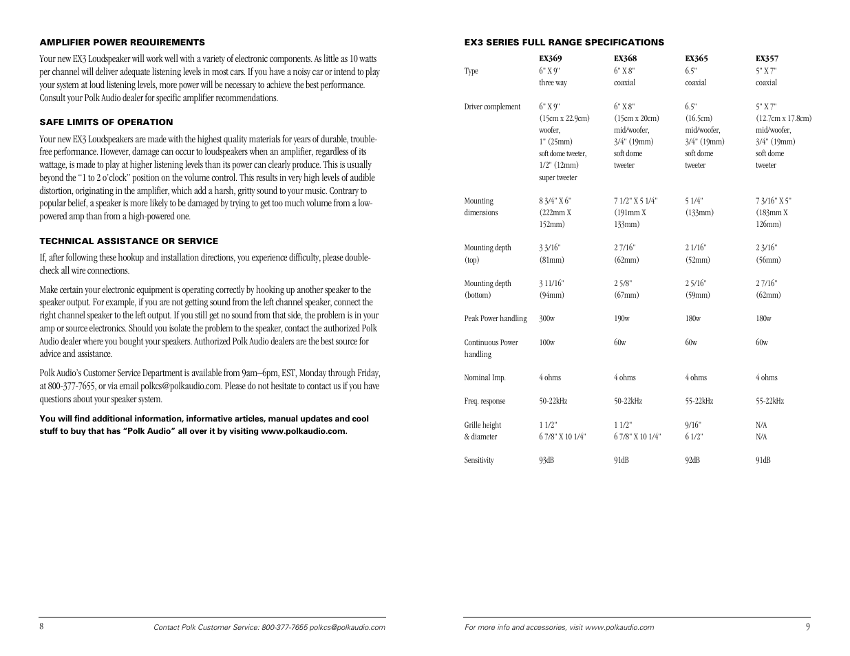 Polk Audio EX3 User Manual | Page 5 / 6