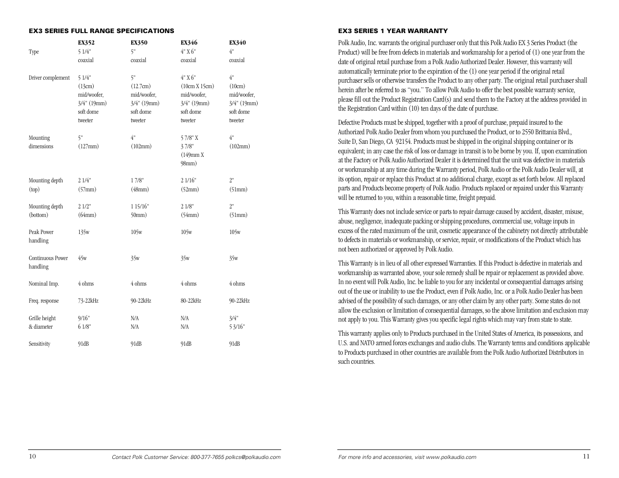 Polk Audio EX3 User Manual | Page 6 / 6