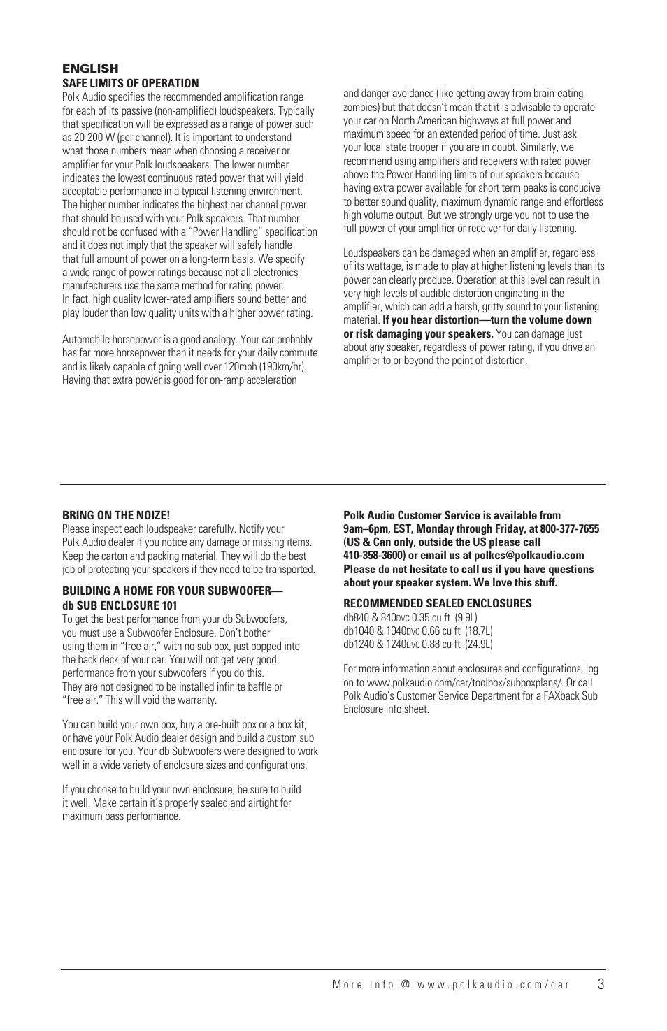 Polk Audio DB1040 User Manual | Page 2 / 29