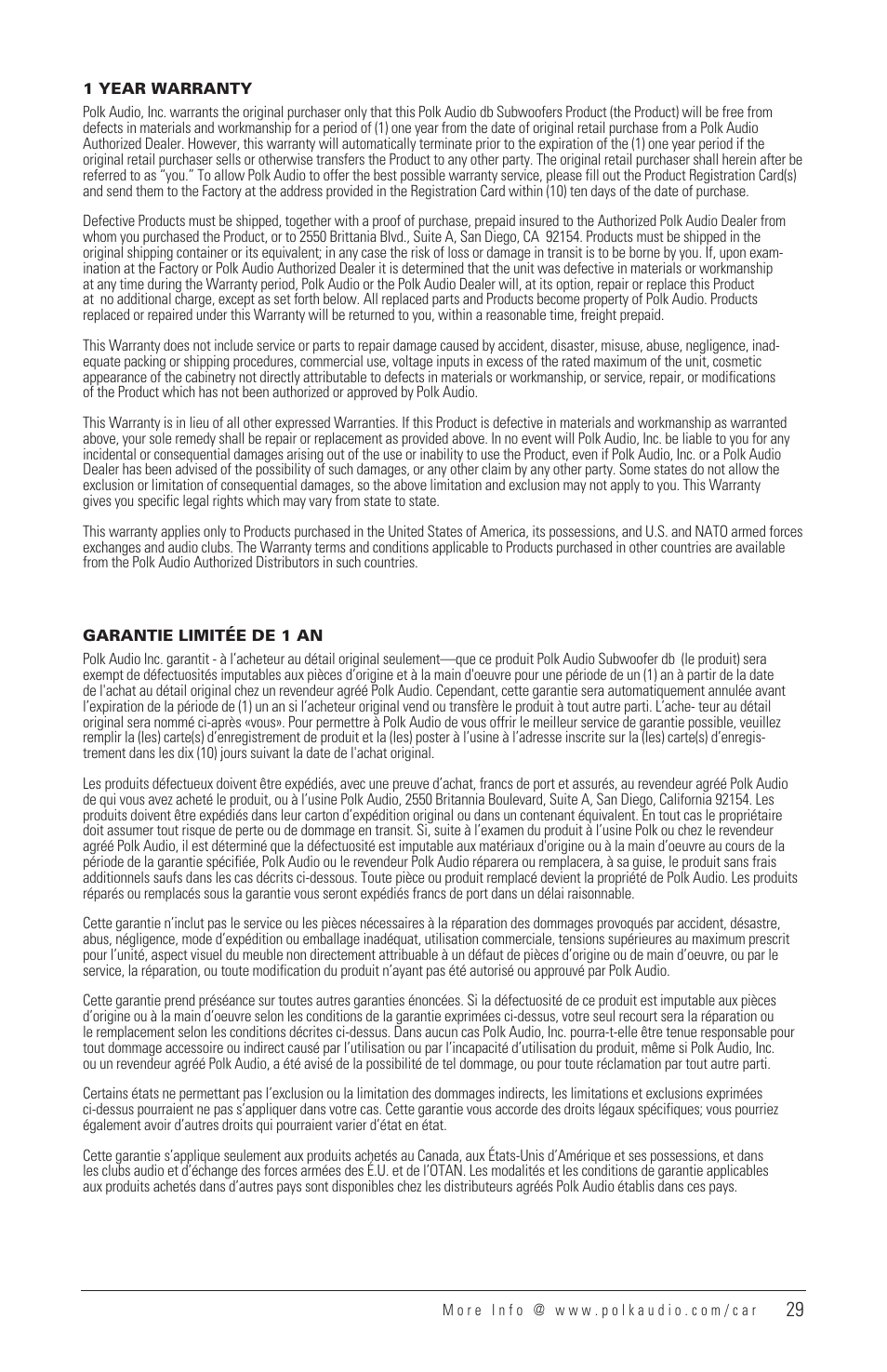 Polk Audio DB1040 User Manual | Page 28 / 29