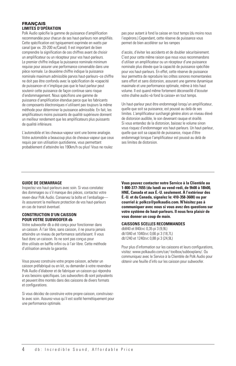 Polk Audio DB1040 User Manual | Page 3 / 29