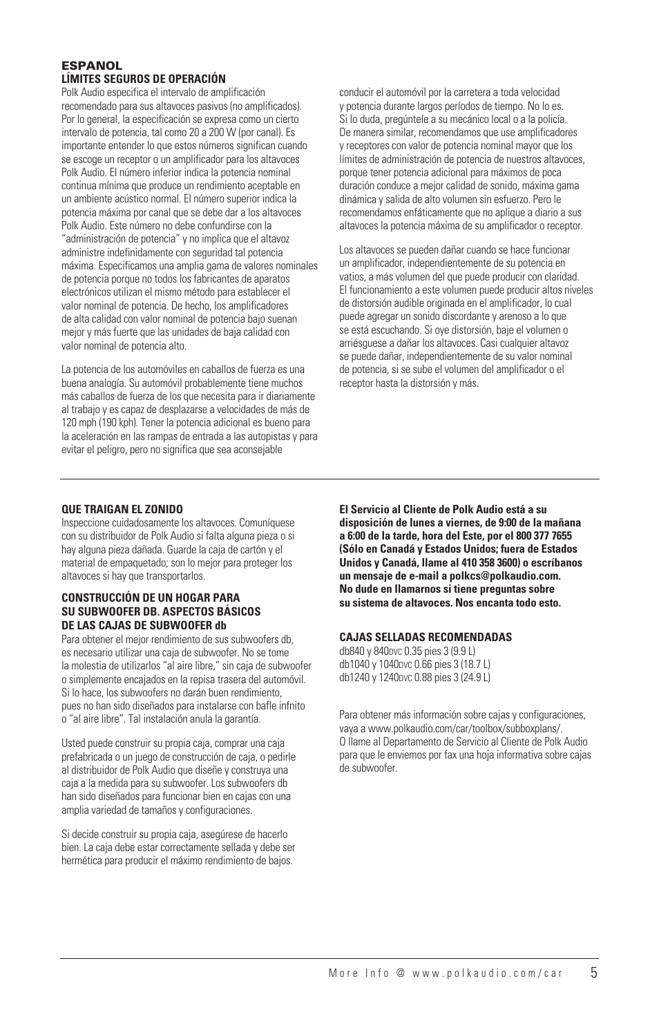 Polk Audio DB1040 User Manual | Page 4 / 29