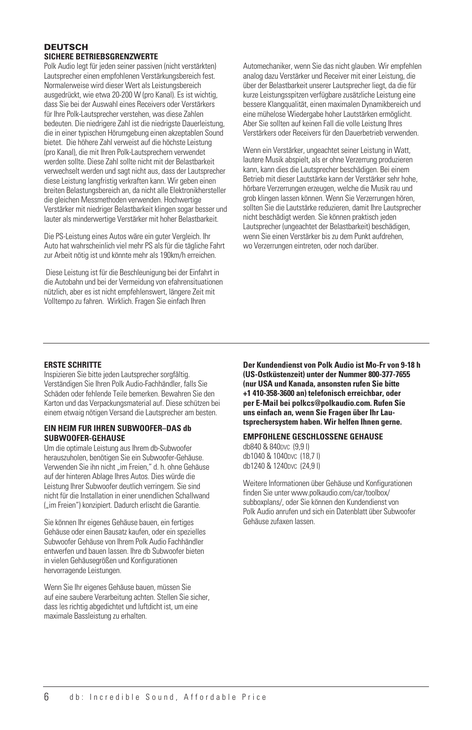 Polk Audio DB1040 User Manual | Page 5 / 29