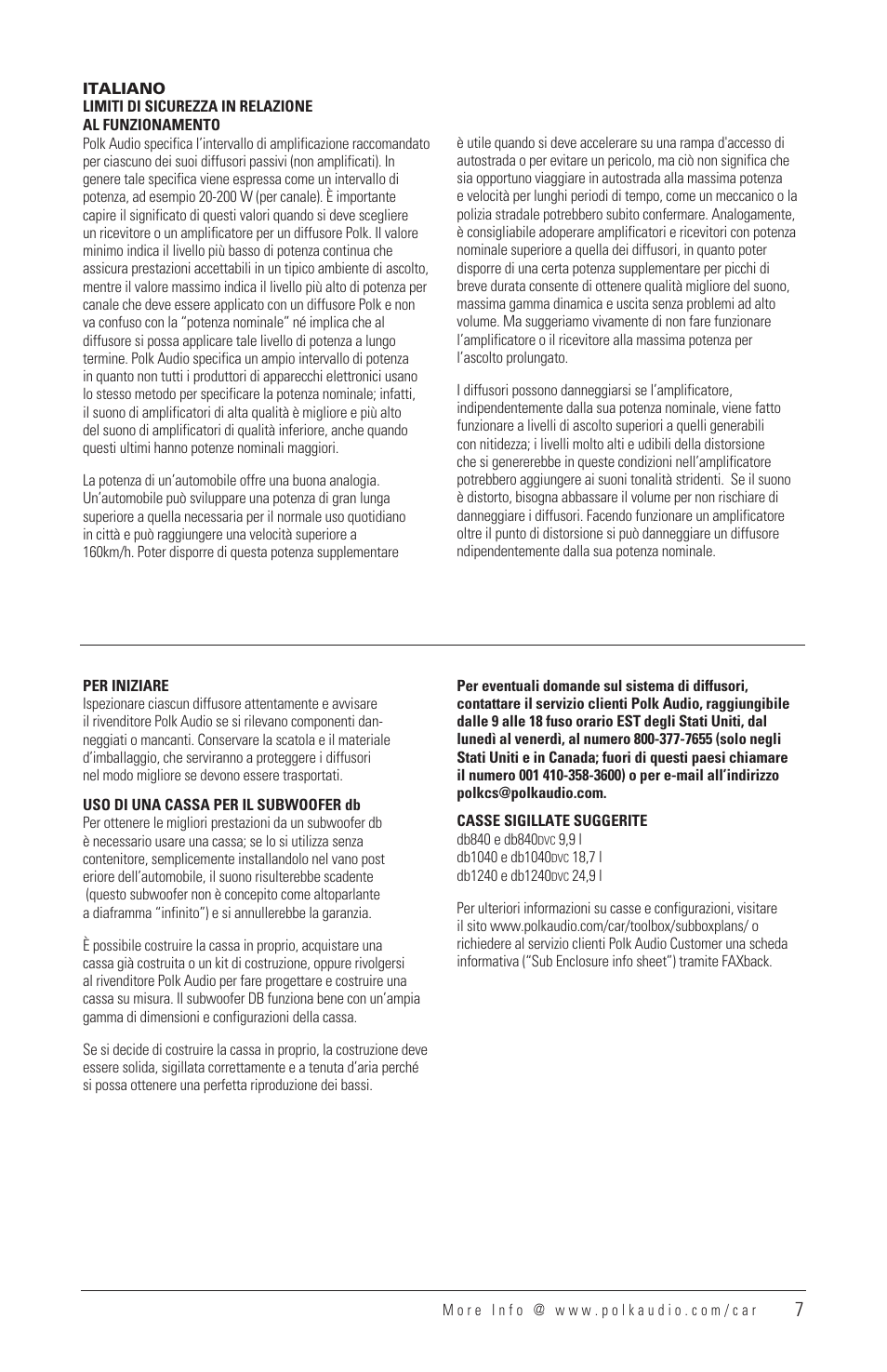 Polk Audio DB1040 User Manual | Page 6 / 29