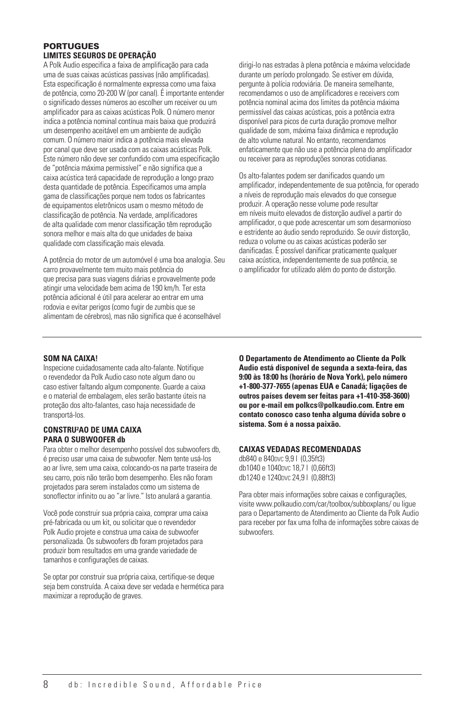 Polk Audio DB1040 User Manual | Page 7 / 29