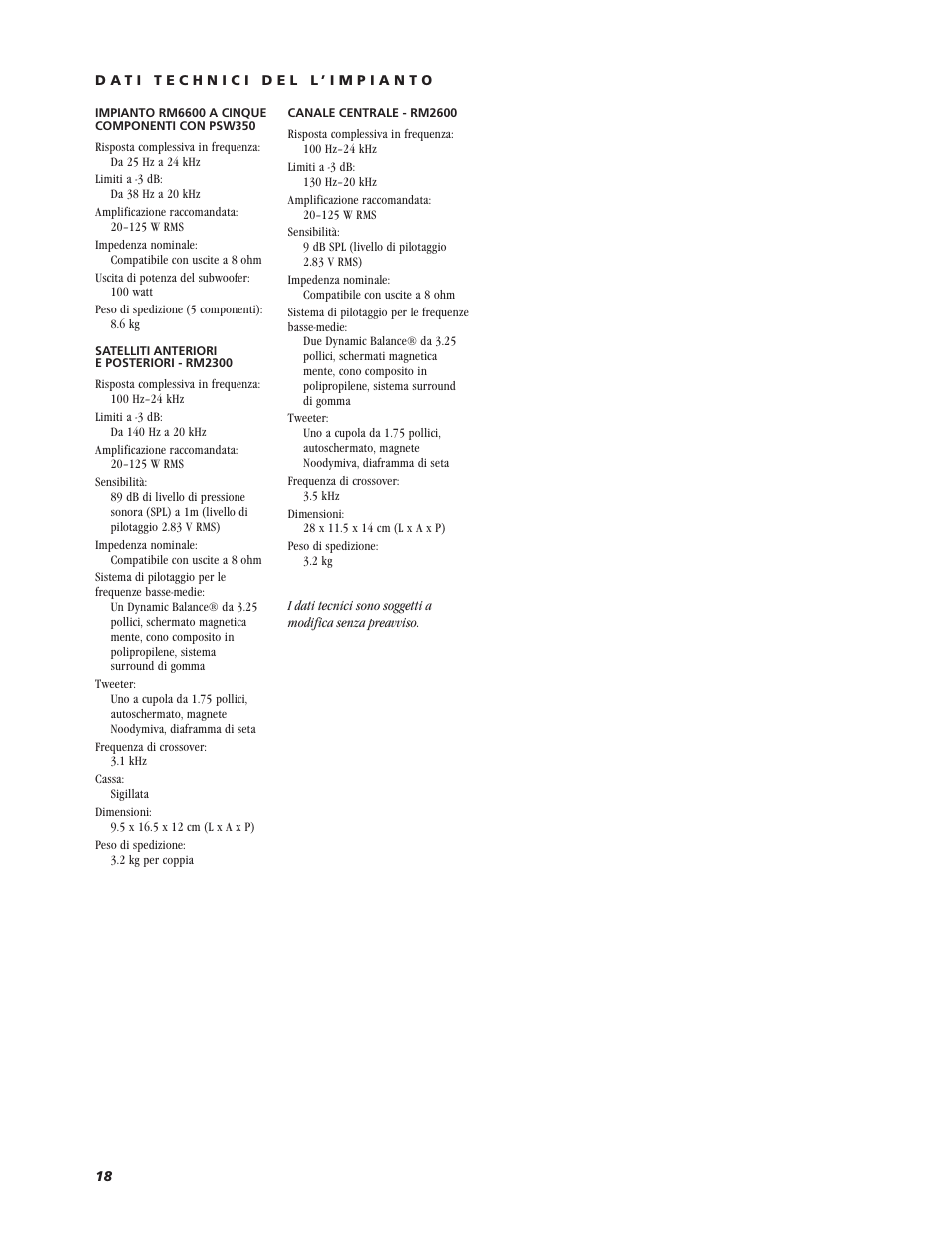 Polk Audio RM2300 User Manual | Page 18 / 20