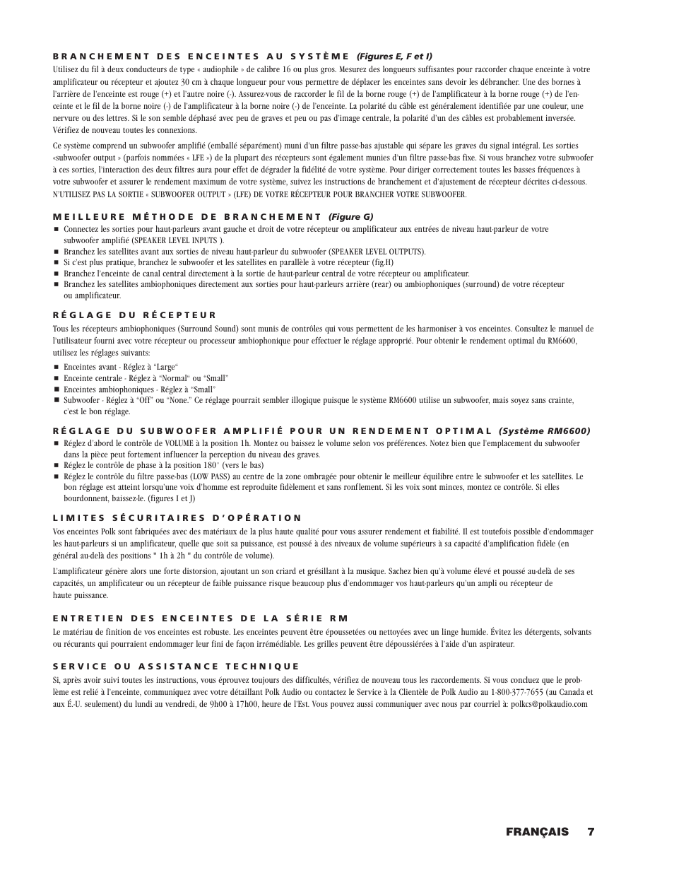 Français 7 | Polk Audio RM2300 User Manual | Page 7 / 20