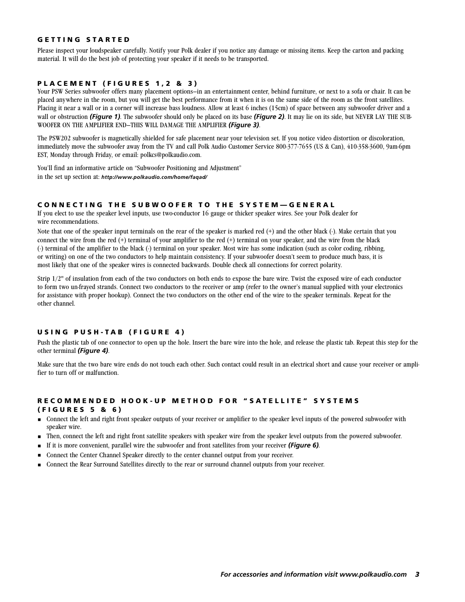 Polk Audio POWERED SUBWOOFER PSW202 User Manual | Page 3 / 11