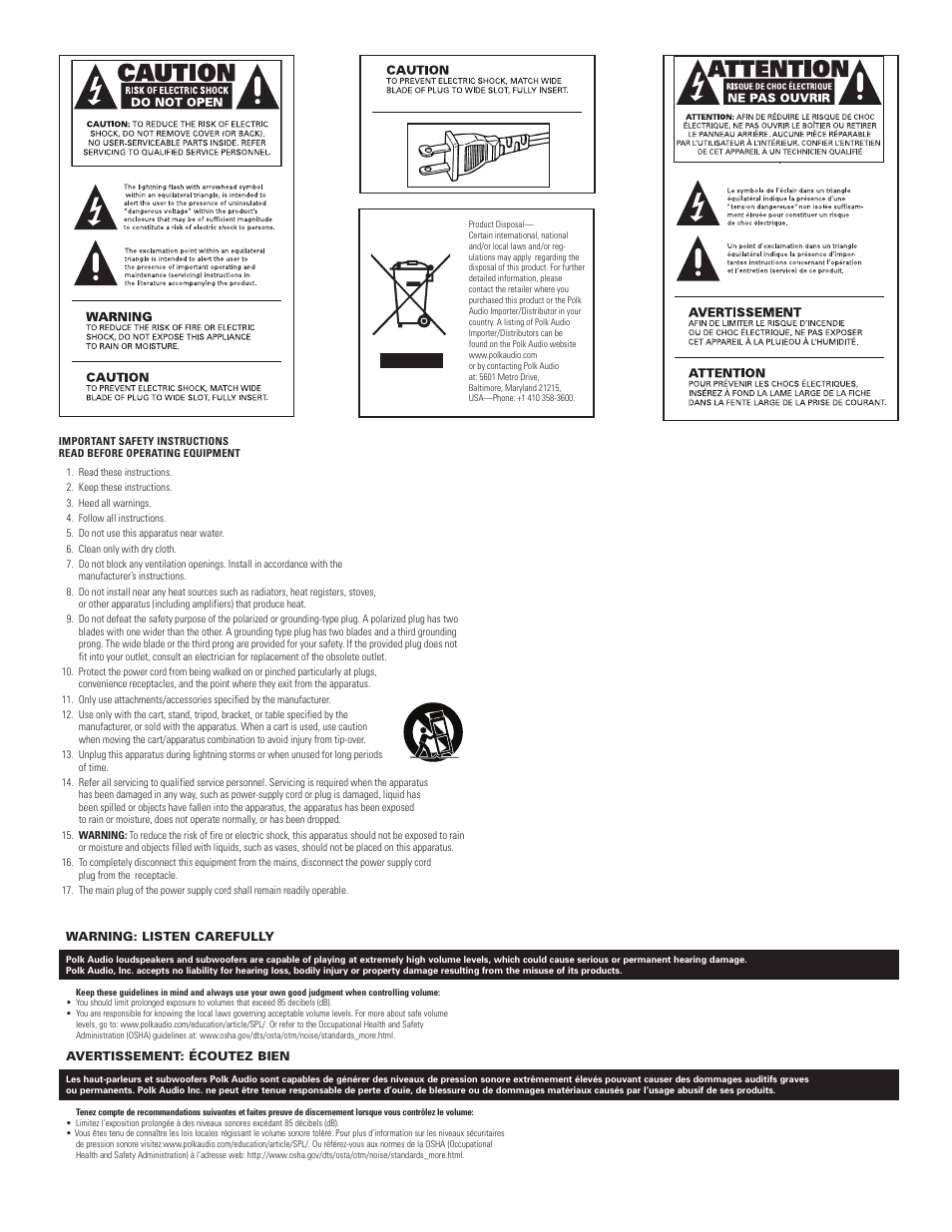 Polk Audio Powered Subwoofer PSW108 User Manual | Page 2 / 8